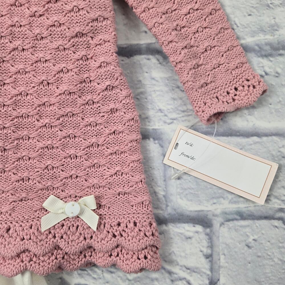 NWT Cupcakes and Cashmere Pink Knit Dress White Tights Bunny Lovey 6 to 9 months - Picture 10 of 16
